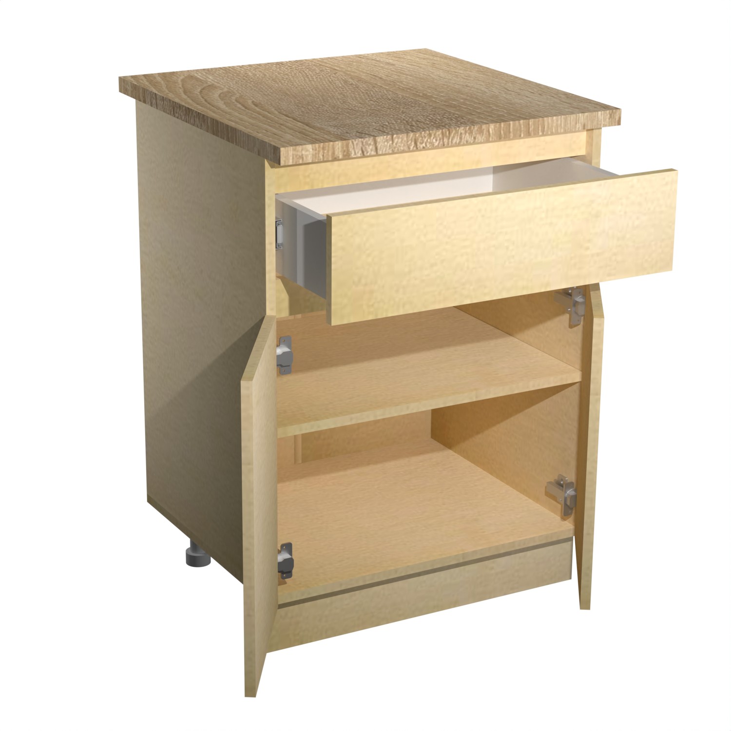 Шкаф напольный 600х850х600 мм BROZEX-WOOD Camellia, с двумя дверцами, с ящиком, светло-бежевый