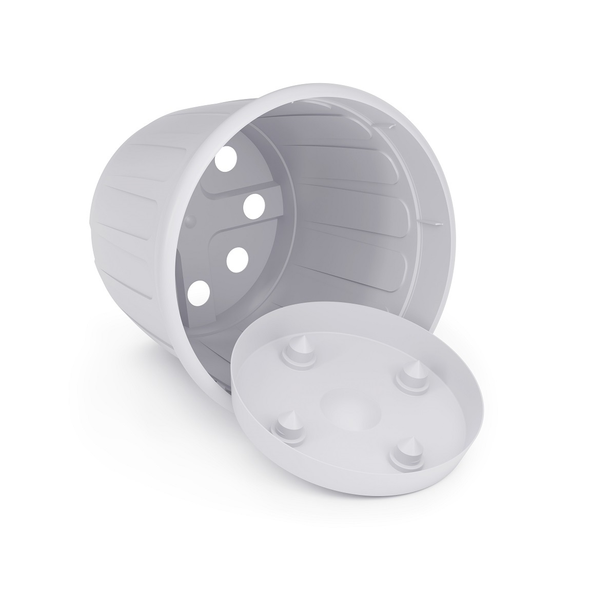 Кашпо пластм. "Дионис" 3,6л d верха 201мм h169мм с поддоном, прикорн.полив Серый М8525*1/24