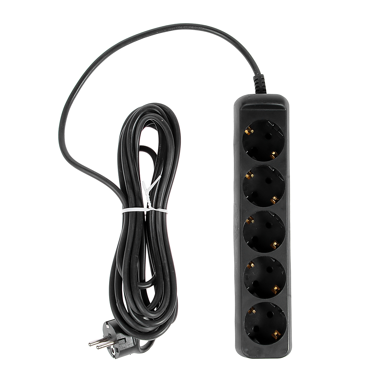 Удлинитель 5 розеток 5м с/з ПВС 3*0,75мм2 10А мощ. нагр 2200Вт ЧЕРНЫЙ ЭРА UX-5e-5m-B *1/5/10