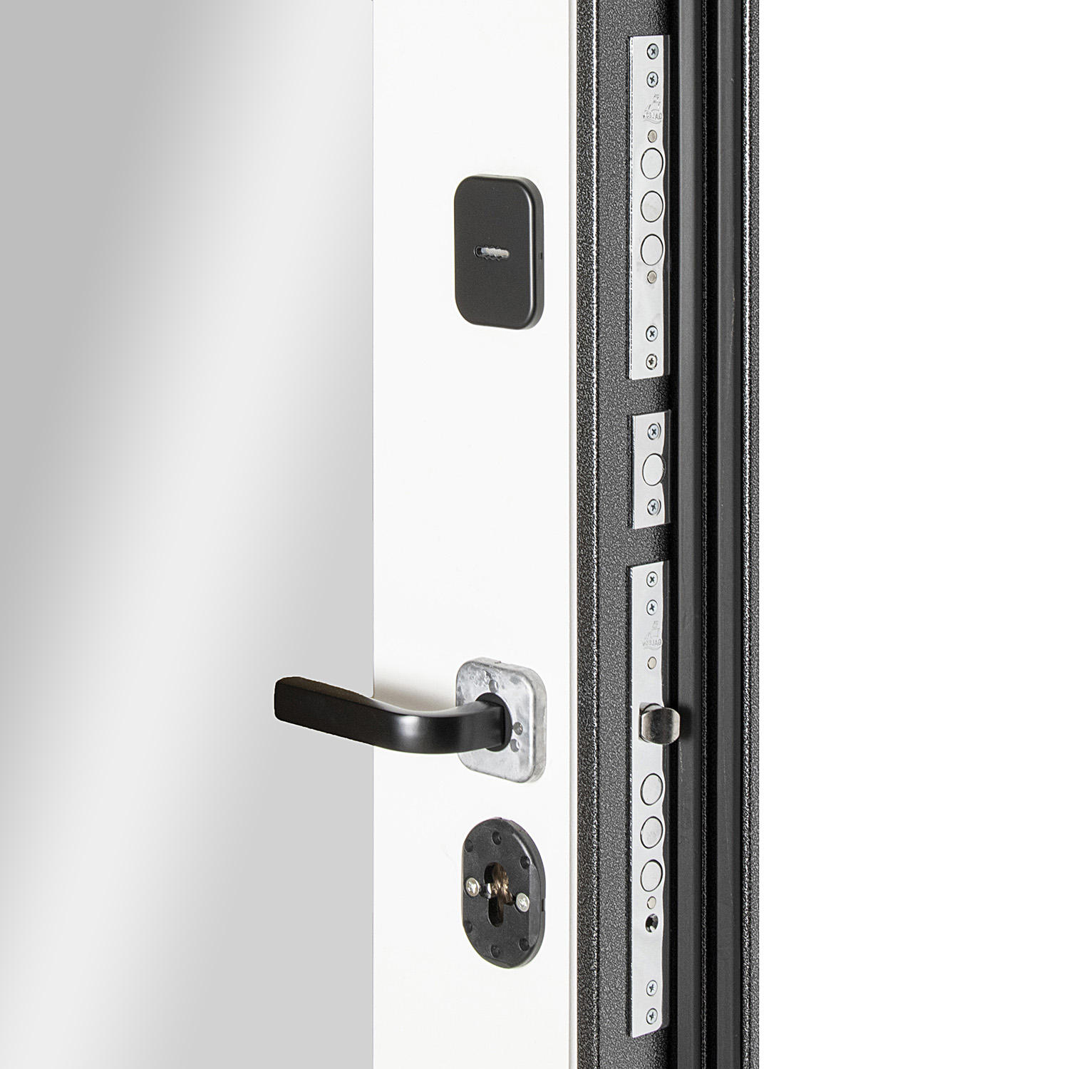 Дверь входная 2050х860х95 мм Дверной континент Брест, с зеркалом, правая, серебристый антик/белый матовый