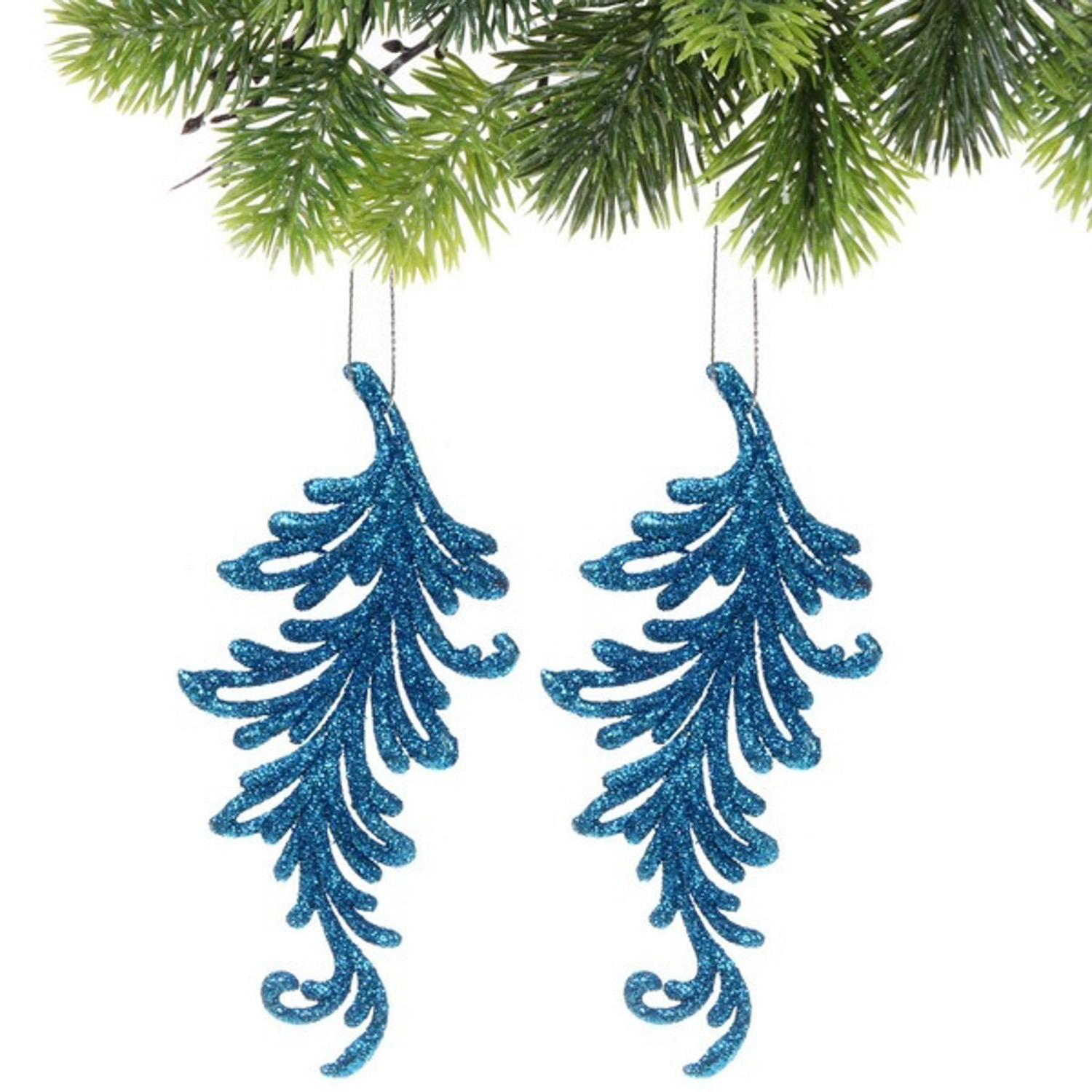 Подвеска "Волшебное перо" 10 см (набор 2 шт), голубой