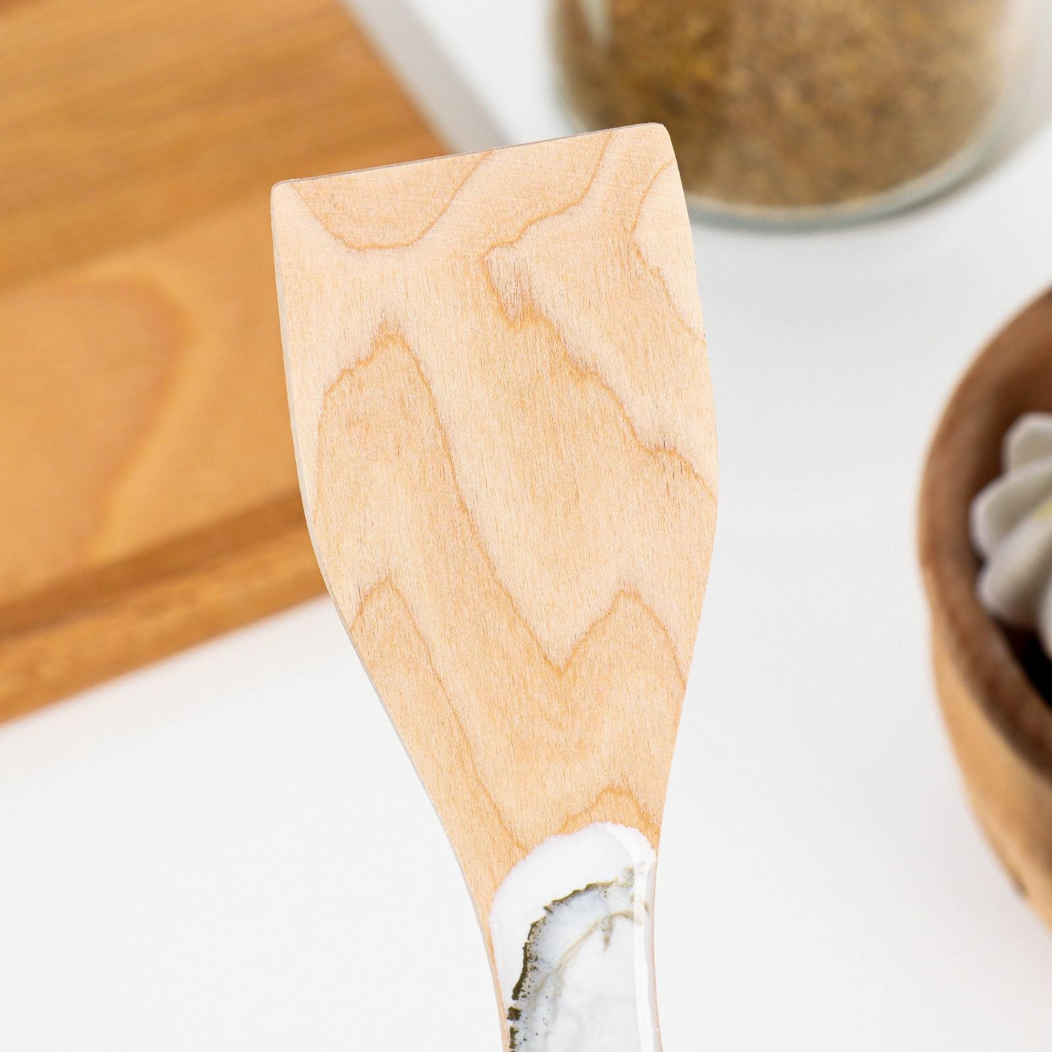 яяяЛопатка деревянная "Мрамор №1" 21х4,5х0,4 см береза, эпоксидная смола 7338869