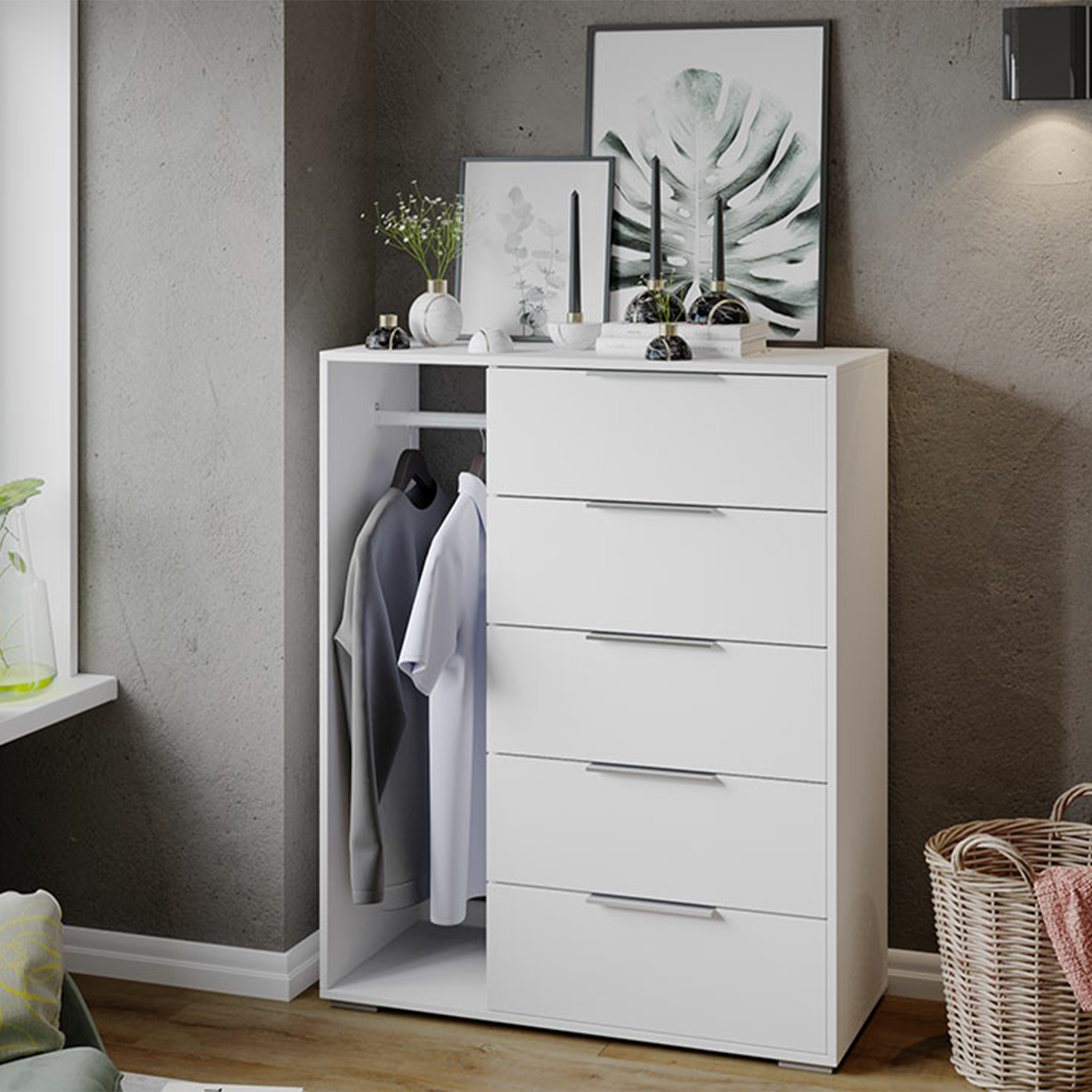 Комод 1170*412*935мм БЕЛЫЙ ясень Тип 1 НУАР ТриЯ*1