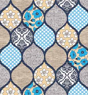 Коврик для ванной ПВХ шир. 65см х15м "DEKOMARIN" 090A "Узор на голубом" (Турция) *15