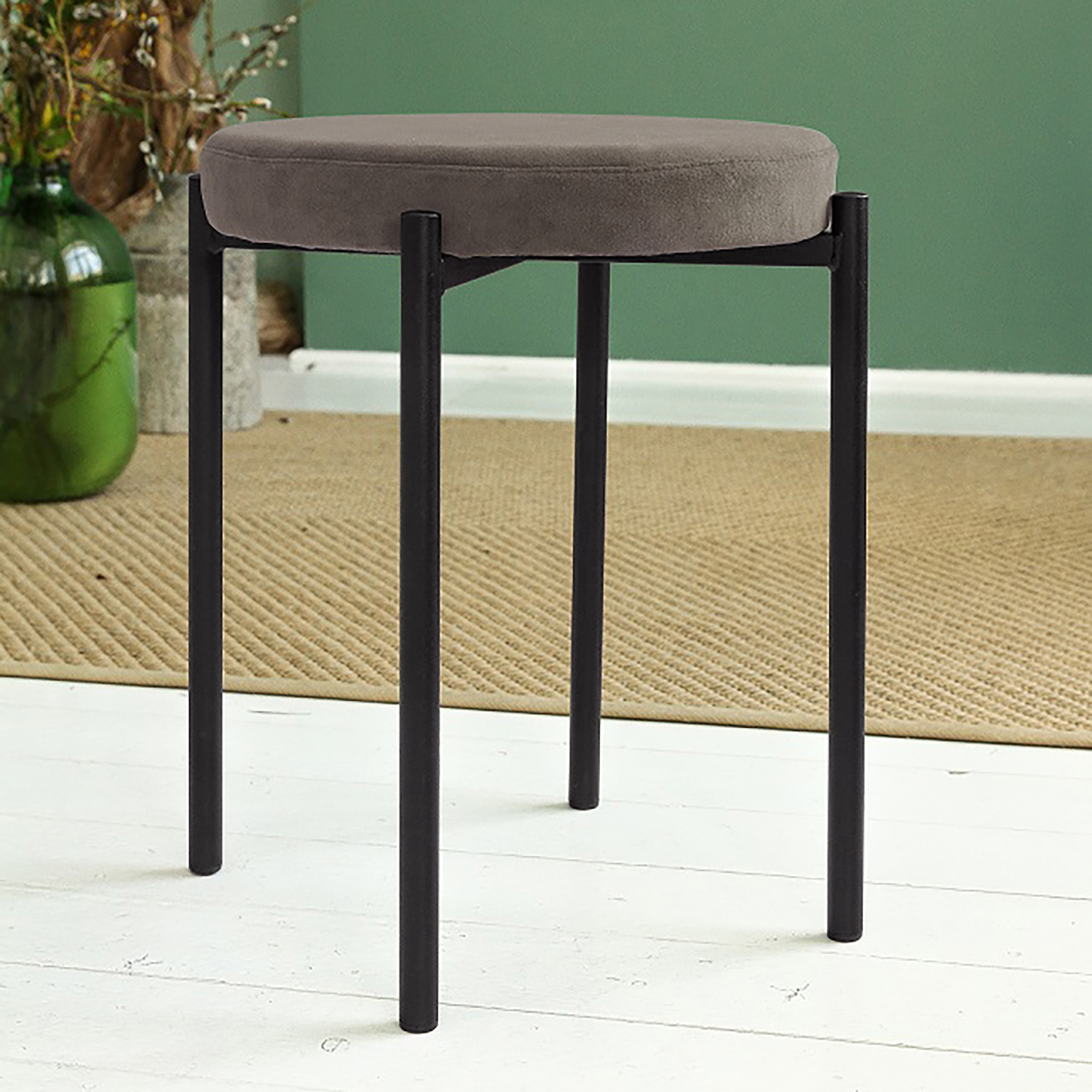 Табурет FORPOST Cindy, 44х50х44 см, микровелюр конфетти смоки, серый