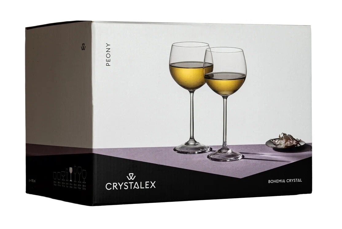 Набор бокалов стекло "BOHEMIA" "Пион" 350мл 6шт д/вина 40976/350 "KRYSTALEX" *1/8