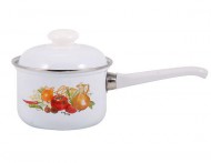 Кастрюля эмалированная 1,5л d140мм Дл.пл.р., крышка с пл.р., обод нерж., с Деколью С-1608АП/4 *1/6