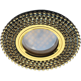 Светильник встраиваемый MR16 DL1662 GU5.3 Ecola Glass Стекло Круг стразы золото FP16RGECB *10/50