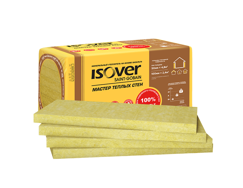 Утеплитель ISOVER Мастер теплых стен, 50 мм, 8 плит, 4.8 м² Утеплитель ISOVER Мастер теплых стен, 50 мм, 8 плит, 4.8 м²