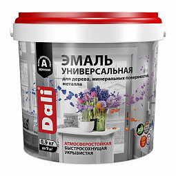 Эмаль акриловая глянцевая 0,9 кг DALI универсальная База А RAL 9010 *6/384