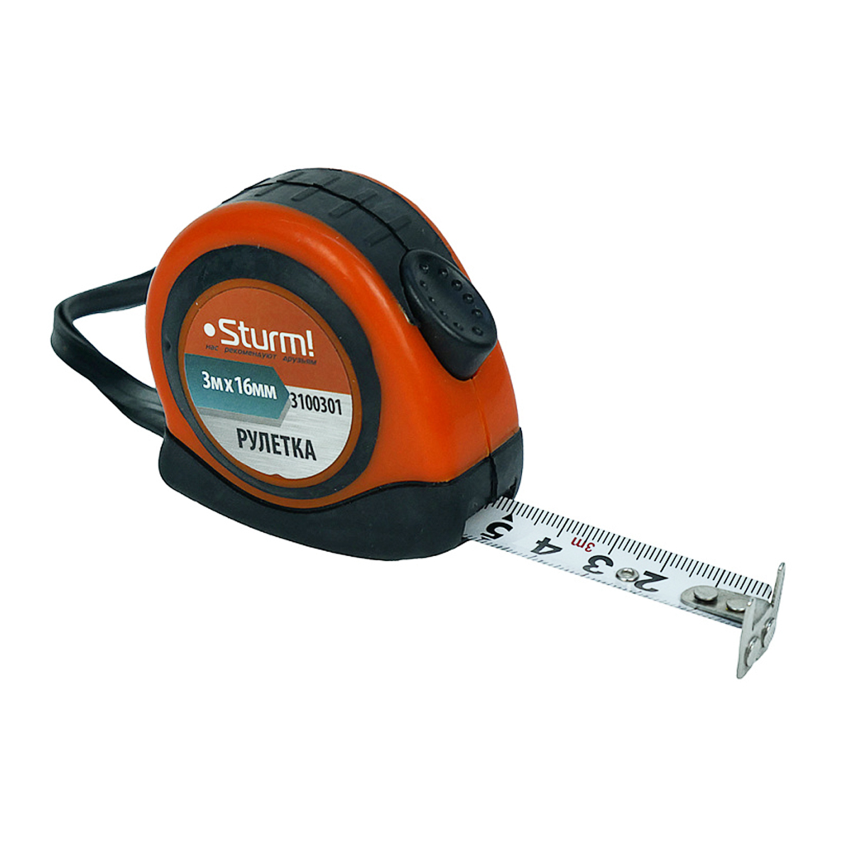 Рулетка 3м х16мм резино-пластик. корпус стальная лента автостоп магнит арт.3100301 STURM *1/12/120