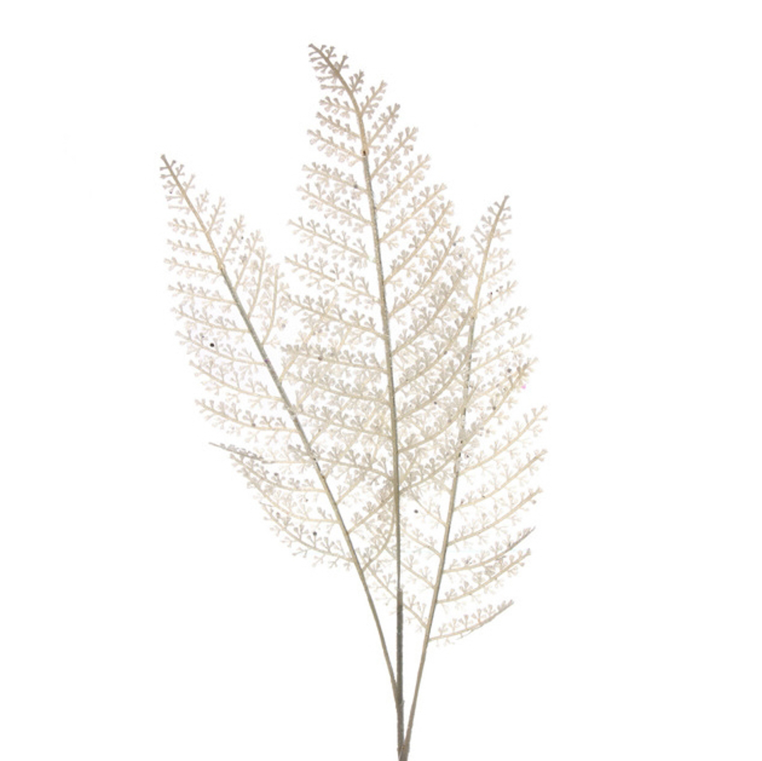 Ветка декоративная "Сверкающий папоротник" 86 см, Белый