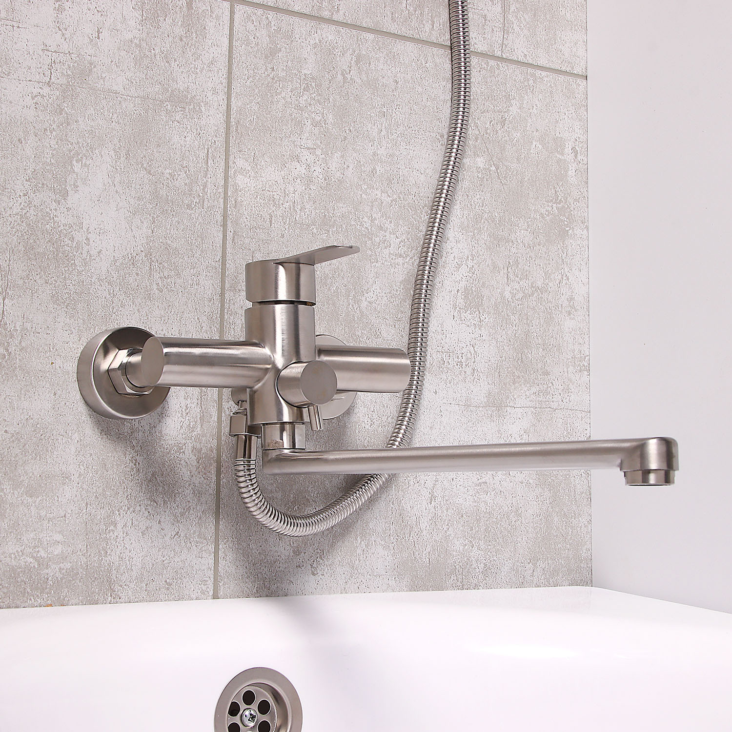 Смеситель универсальный "Potato" плоский излив с переключ. душа, нерж. сталь P22303S *1/10 Смеситель универсальный "Potato" плоский излив с переключ. душа, нерж. сталь P22303S *1/10