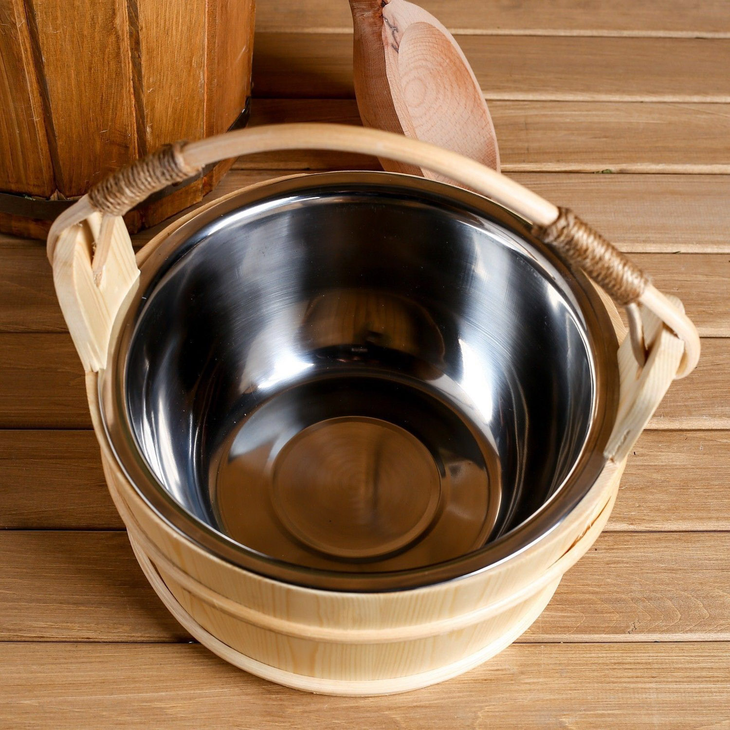 Ведро для бани с нержавеющей вставкой, 3,7 литра 27х22х21 см  4538736