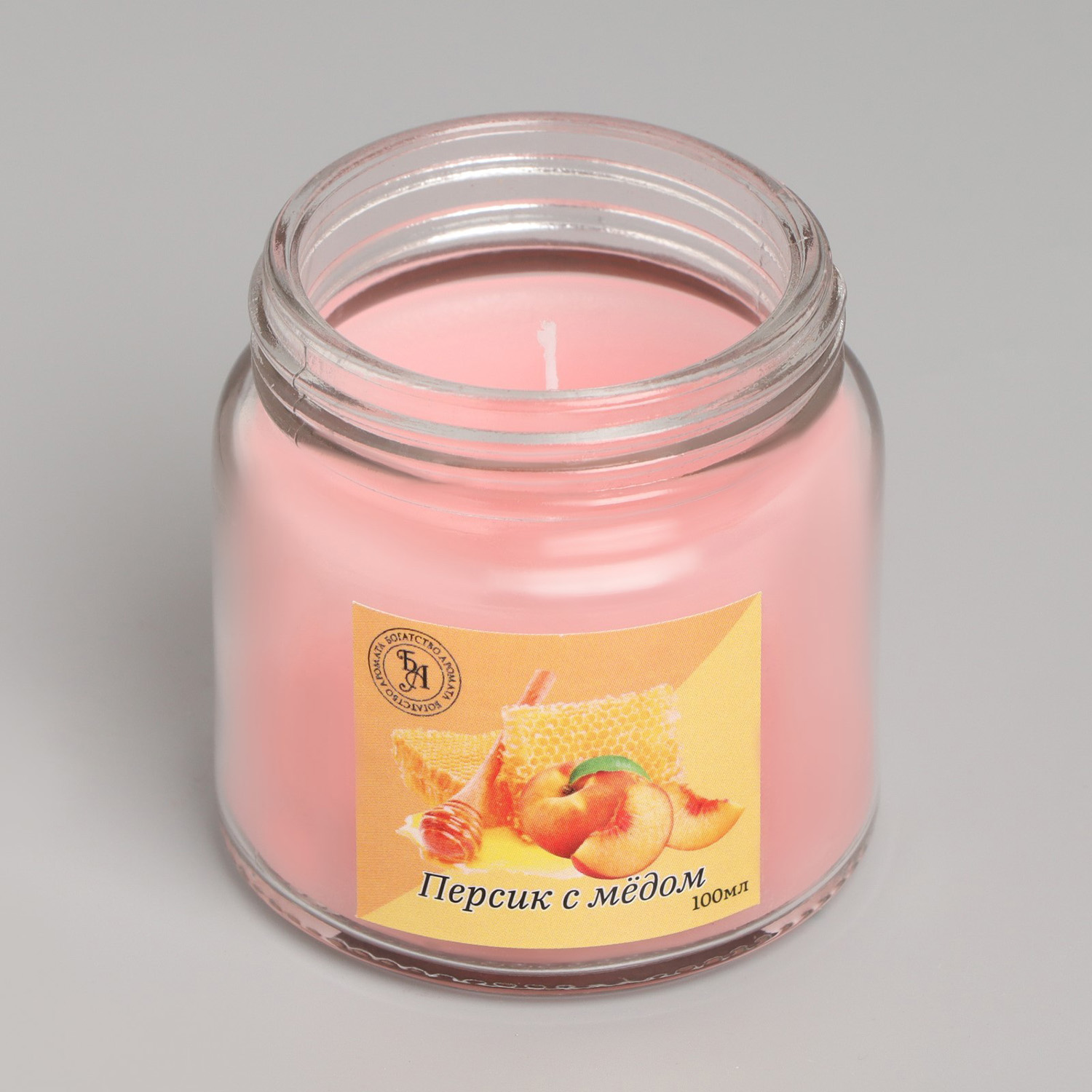 Свеча ароматическая в стекле 6,3см, 100мл, персик с мёдом  9338117