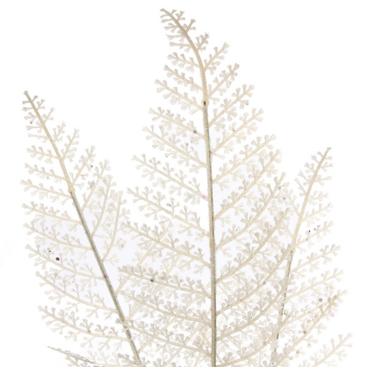 Ветка декоративная "Сверкающий папоротник" 86 см, Белый
