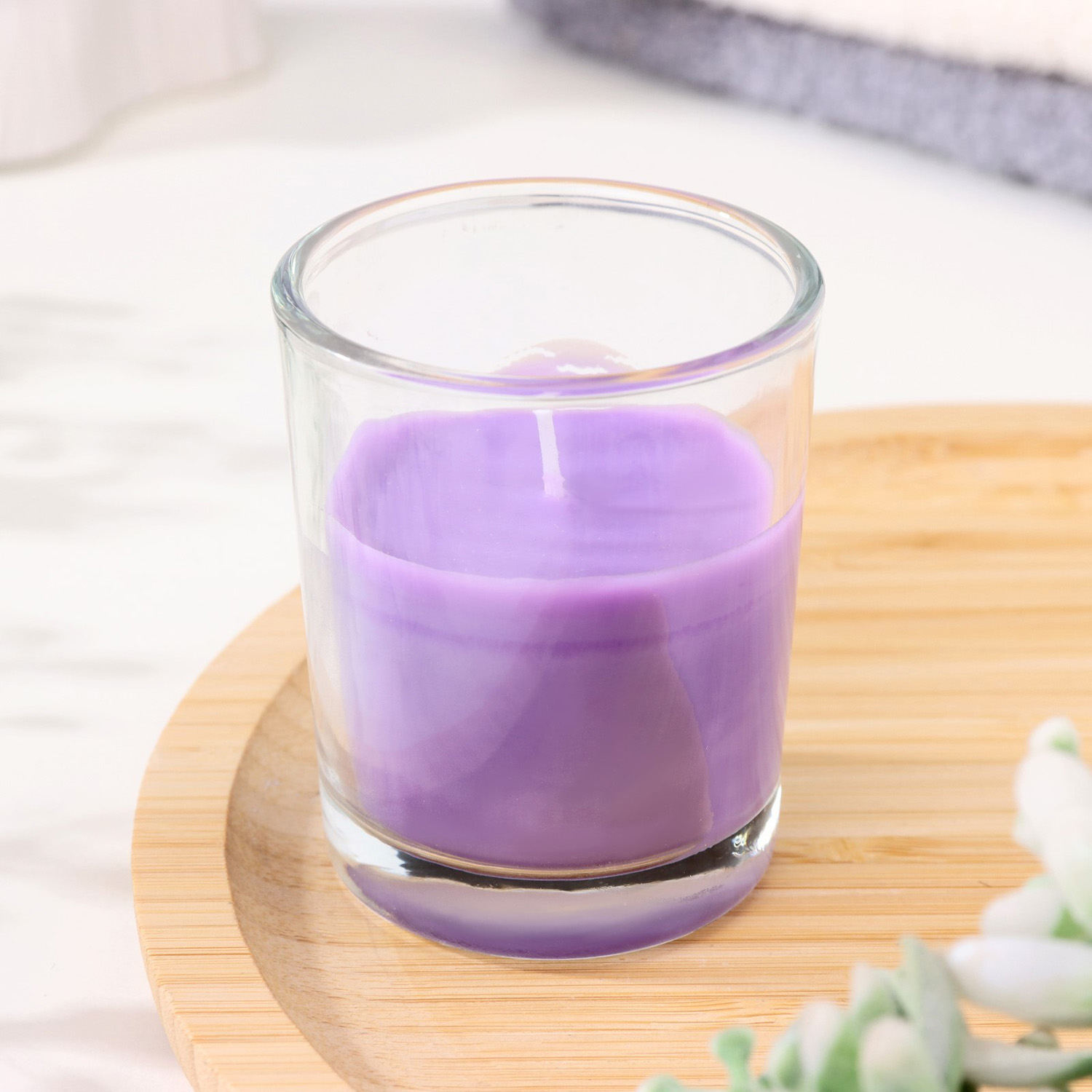 Свеча  ароматическая в стекле 5х6см, Лаванда и ментол   9788473