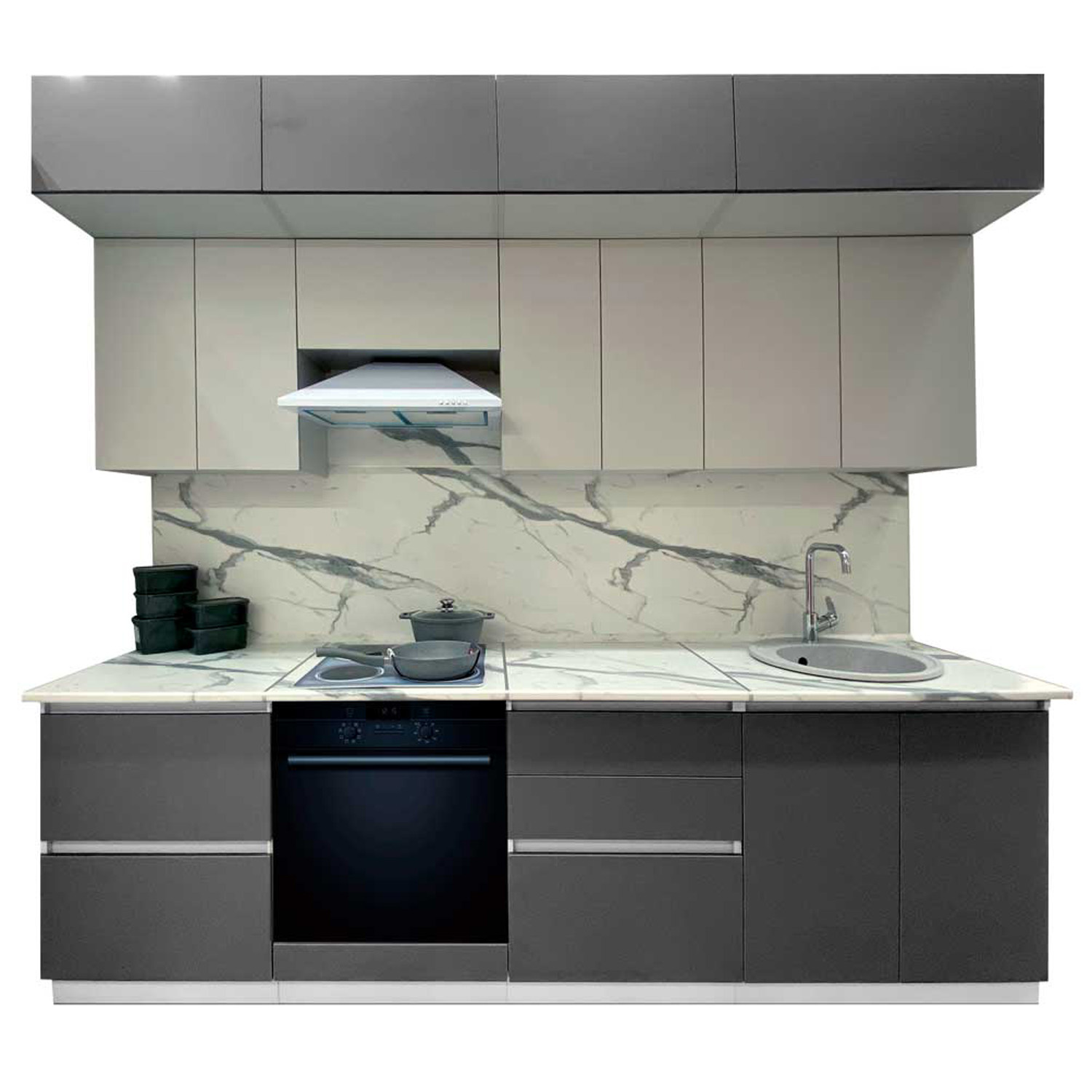 Шкаф навесной 600х300х290 мм BROZEX-WOOD Серый лед, 3 ярус, серый / графит