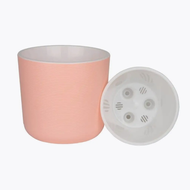 Кашпо пластм. "Лион"  5,6л d верха 210мм h195мм со вставкой Розовый-вереск ЛИ21-20 *1/4