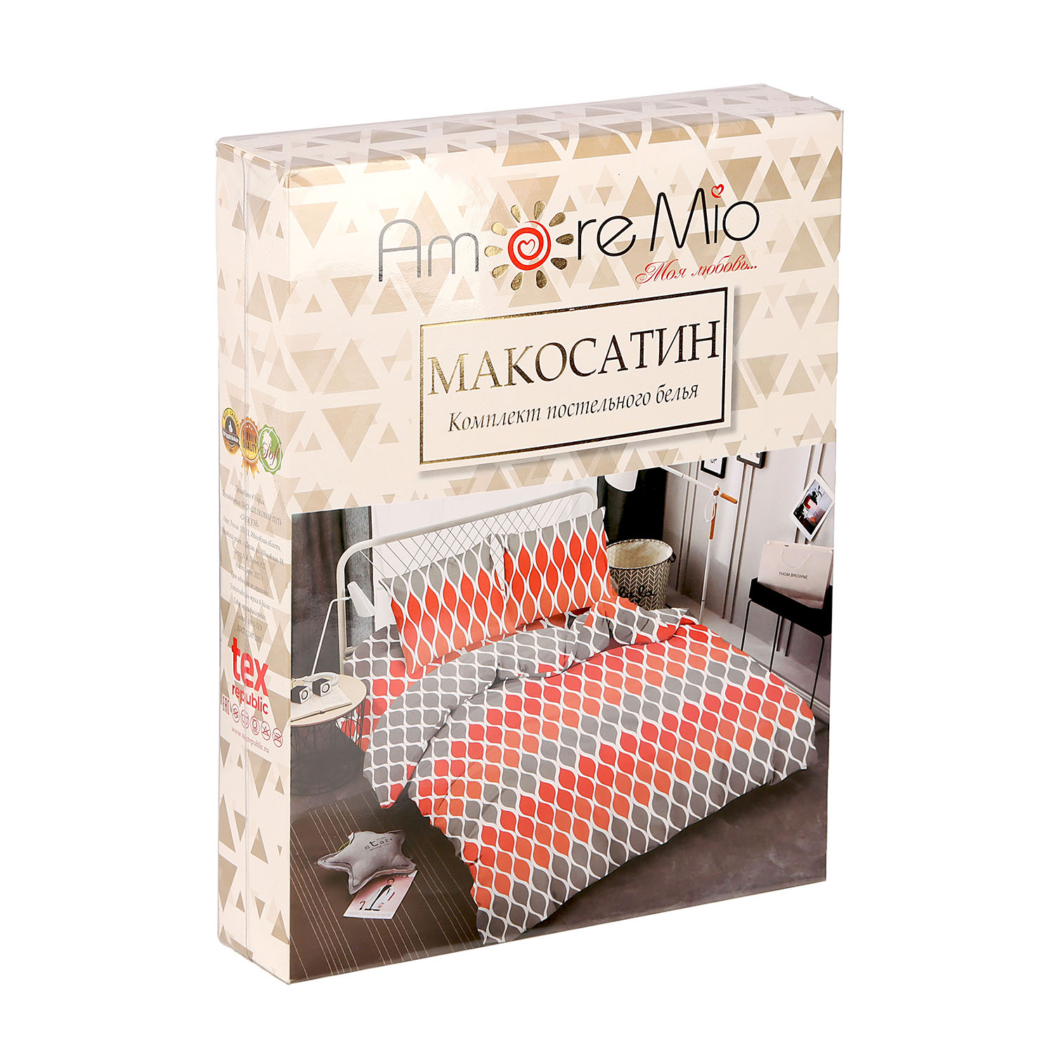 Постельное белье евро макосатин 21516 Pert Amore Mio, наволочки 70*70 - 2шт *1 *