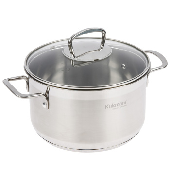 Кастрюля нерж. "Kukmara" "Orion" 3.5л Стекл.кр., d дна180мм (подх. д/Индукц.пл.) ORN-CA3520G *1/4