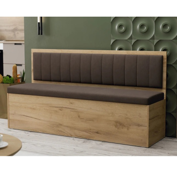 Скамья прямая Берген Дуб Крафт золотой/Велюр Коричневый*1