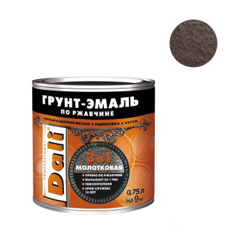 Грунт-эмаль по ржавчине коричневая с молотковым эффектом 0,75 л DALI *1/6/576
