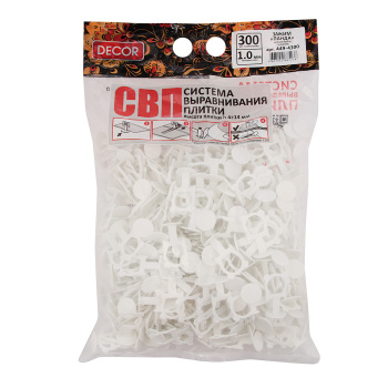 Система выравнивания плитки СВП зажим "Панда" 1,0мм (пакет 300шт) (арт.449-4300)   *1/10/20