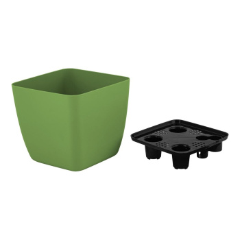 Кашпо пластм. "Vienna" 5,0л 190х190мм h187мм со вставкой Оливковый IG680410013*1/16