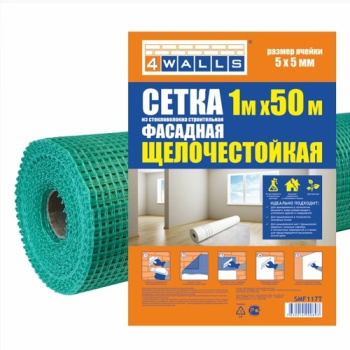 Сетка фасадная 1х50 м 4WALLS SMF117T, 5х5 мм, 160 г/м², зеленая Сетка фасадная 1х50 м 4WALLS SMF117T, 5х5 мм, 160 г/м², зеленая