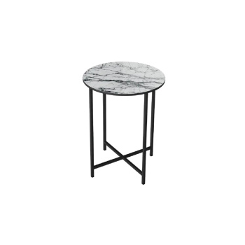 Столик журнальный ДП-1-03-04 стекло МРАМОР БЕЛЫЙ+каркас черный*1