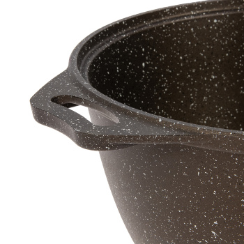 Кастрюля алюм. литая а/приг. Kukmara "Мраморная" кофейный 3,0л Стекл.кр. кмк32а (Кукмор) *1/3