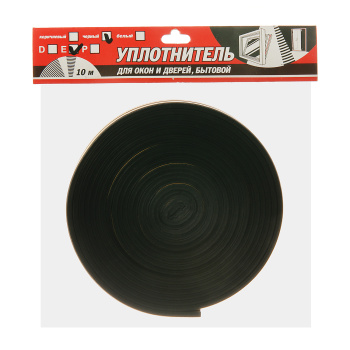 Уплотнитель 10 м TYTAN, 9х4 мм, для окон и дверей, профиль E, черный