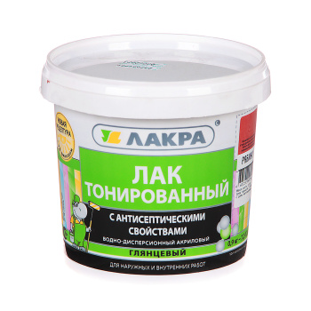Лак акриловый для наружных и внутренних работ тонированный Рябина 0,9 кг Лакра *1/6/432