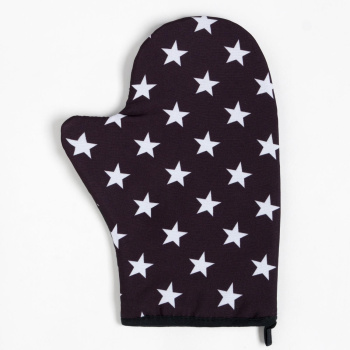 Набор прихваток Доляна Stars, варежка 20х28 см, прихватка 17х17 см, хлопок, п/э, черный