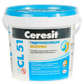 Гидроизоляция эластичная 1.4 кг Церезит CL 51, бесшовная