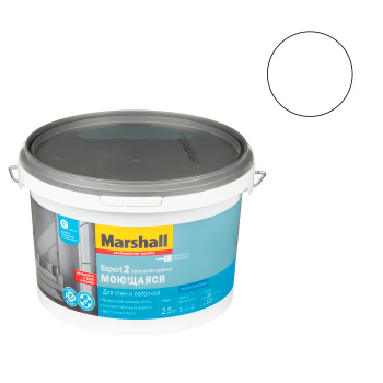 Краска латексная 2.5 л для стен и потолков MARSHALL EXPORT-2, база BW, глубокоматовая