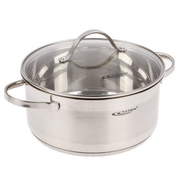 Кастрюля нерж. "Катунь" "Альта" 4,2л d22см термораспред. дно, Стекл. кр. KT-SET-005-40 *1/4