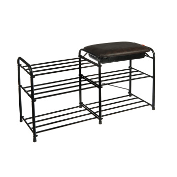 Подставка для обуви металл. "Альфа 33" 3-х ярусная 890х300х480мм с Мягк.Сид.+Ящик Черн.ПДОА33СЯ Ч *1