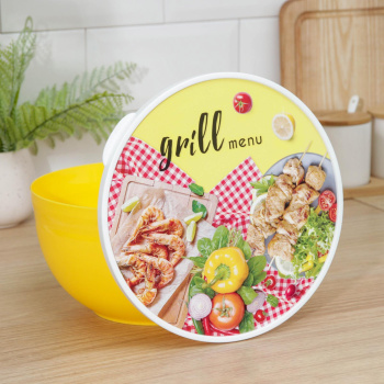 Миска пластм. с крышкой "GRILL MENU" 2,0л 236х226х110мм арт.59696 ("Полимербыт)*1/8