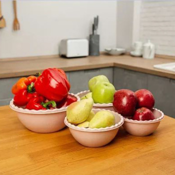 Миска пластм. НАБОР 4шт: 0,55л+0,9л+1,4л+2л арт.68704 ("Полимербыт") *1/8