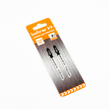 Пилки для лобзика по металлу  75мм шаг0,8мм прямой рез (2шт) T118G арт 37301186 Bohrer *10/100/600