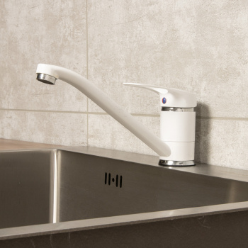 Смеситель для кухни Эверест В49-0257 длинный излив (белый) *1/10