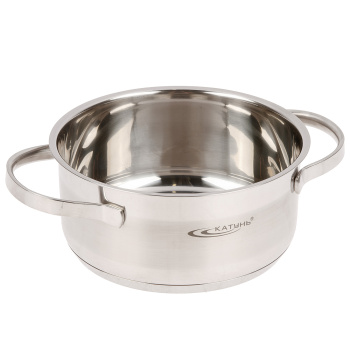 Кастрюля нерж. "Катунь" "Альта" 1,6л d16см термораспред. дно, Стекл. кр. KT-SET-005-16 *1/8