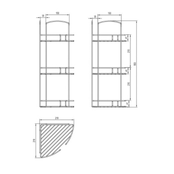 Полка трехъярусная угловая, проволока стальная, 11, Milardo, 111WC30M44