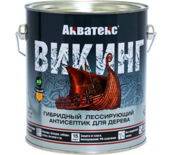 Антисептик 2.5 л для дерева АКВАТЕКС ВИКИНГ, гибридный, лессирующий, белый