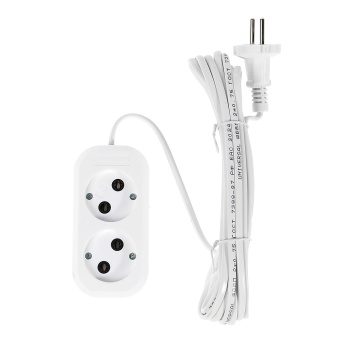 Удлинитель 2 розетки 5м б/з ШВВП 2*0,75мм2 6А мощ.нагр 1300Вт Универсал У6-011 1/55