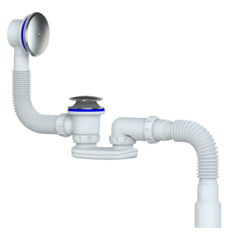 Обвязка в ванну клик-клак, регулируемый, с гофрой S122Е Unicorn *1/30