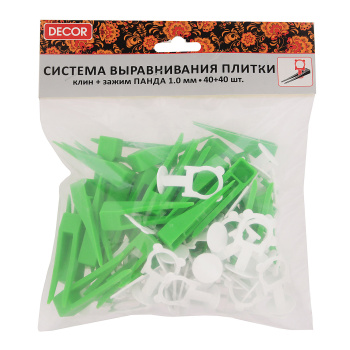 Система выравнивания плитки СВП набор Зажим "Панда 1,0мм" 40шт+Клин 40шт (арт.447-4040) *1/25/50