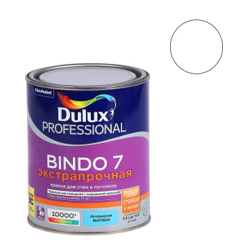 Краска акриловая 1 л для стен и потолков DULUX BINDO 7, база BС, матовая, влагостойкая